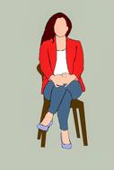 silhouette of a girl in a red jacket on a chair