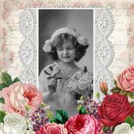 collage with vintage picture of a girl and roses