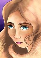 clipart portrait of cartoon girl with brown hair
