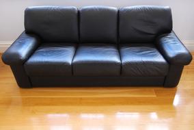 black leather sofa