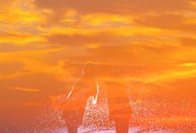 kissing couple silhouette on the orange background