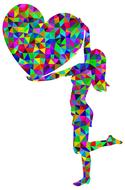 colorful prismatic chromatic heart and girl drawing