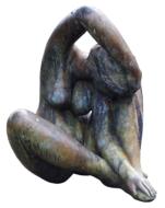 Beautiful, bronze sculpture of the female, at white background