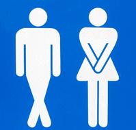 Blue and white funny WC icon