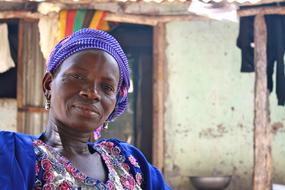 portrait of african woman on home background