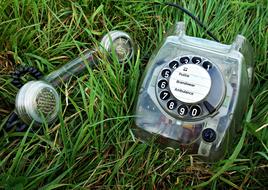 retro telephone on the lawn