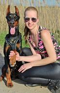 Doberman Dog Blonde Woman