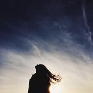 Sunset Girl Silhouette Long