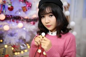 asian Girl Fashion Model at christmas