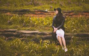 Girl Grassland Autumn