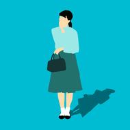 cartoon woman waiting standing