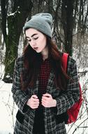 Girls Model in winter forest
