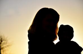 Silhouette Woman Child