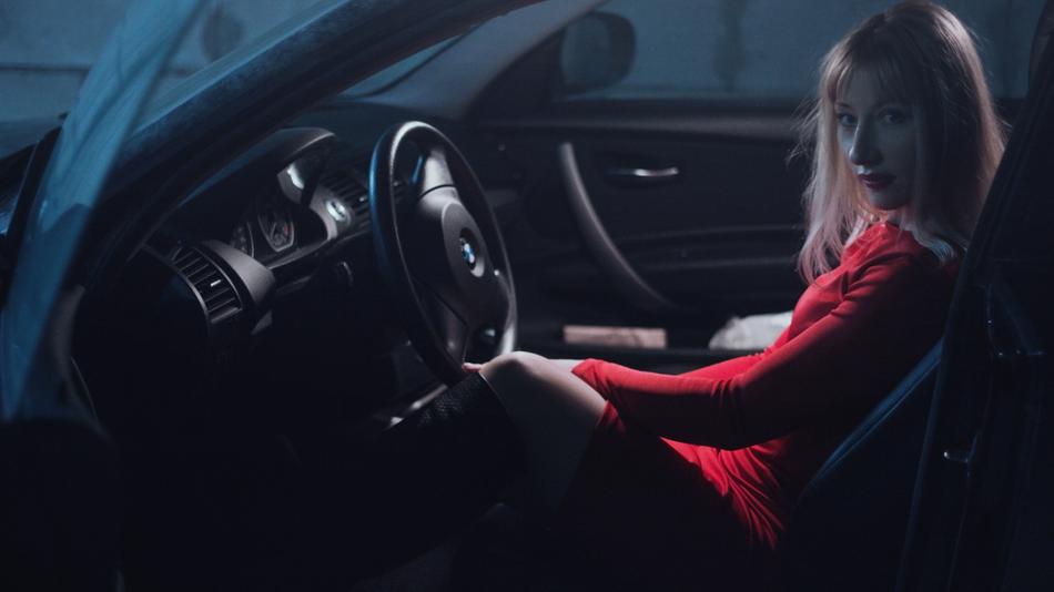 Girl In Red Dress in Car