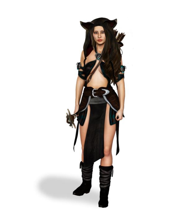 fantastic woman warrior in black uniform
