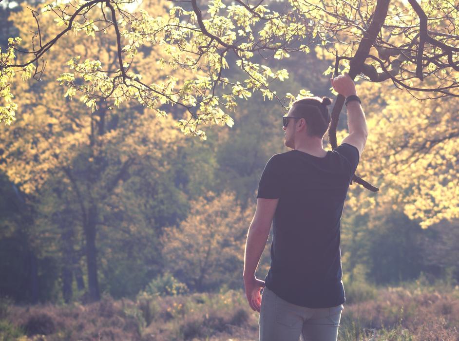 Man at Summer forest
