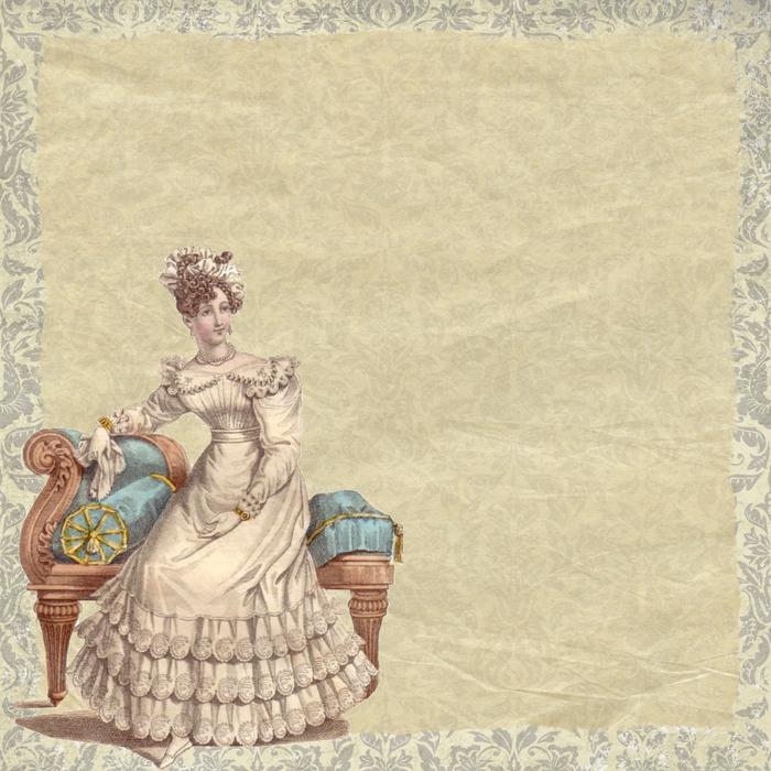 background template vintage woman drawing