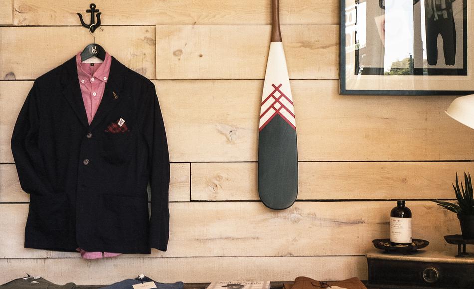jacket and paddle decorate the room