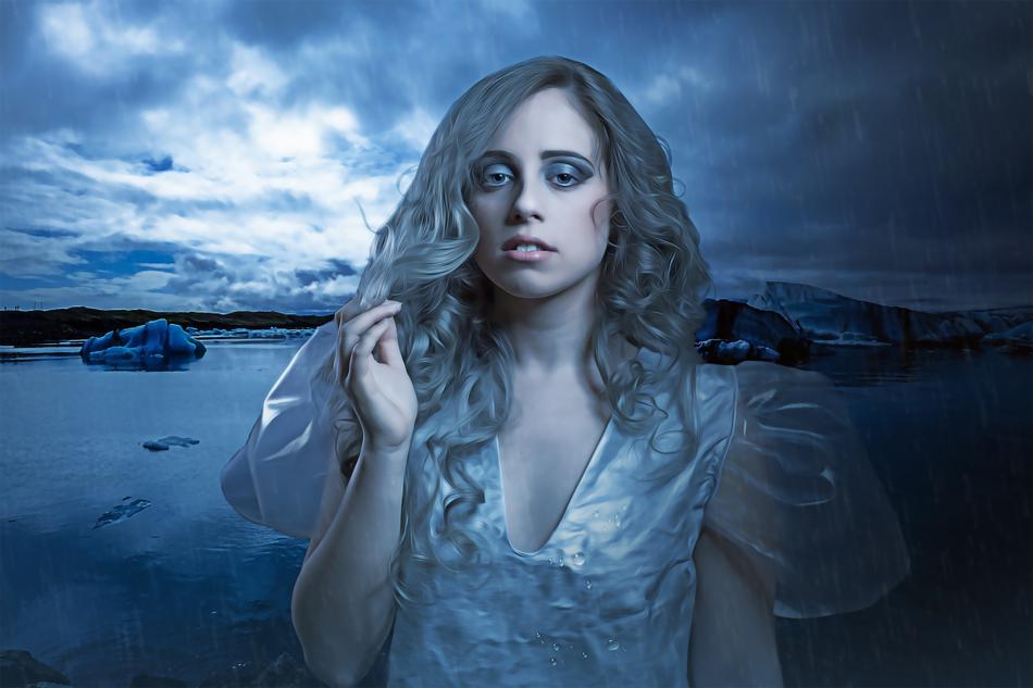 portrait of Woman at storm