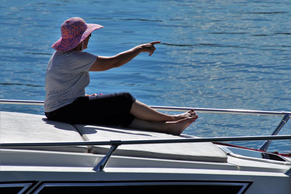 Woman in Hat on yacht