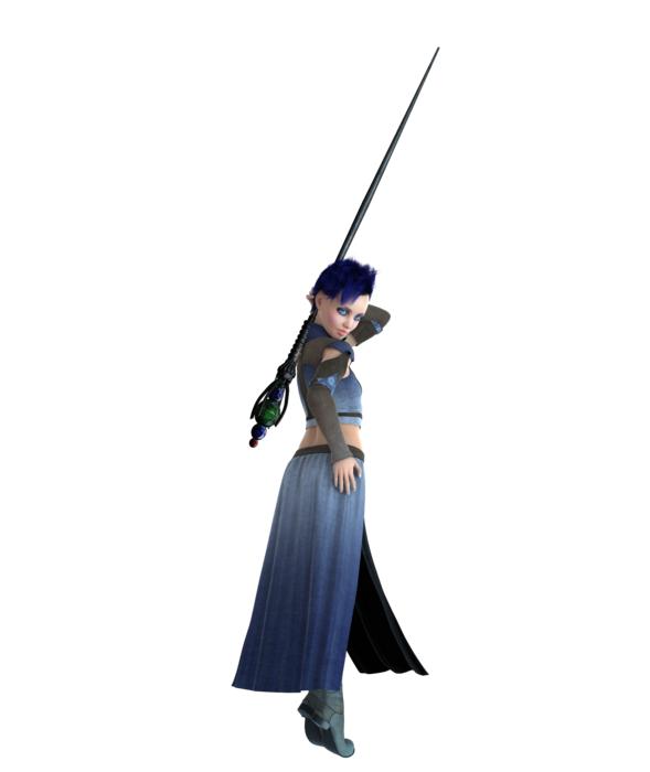 fantasy girl guard staff woman 3d