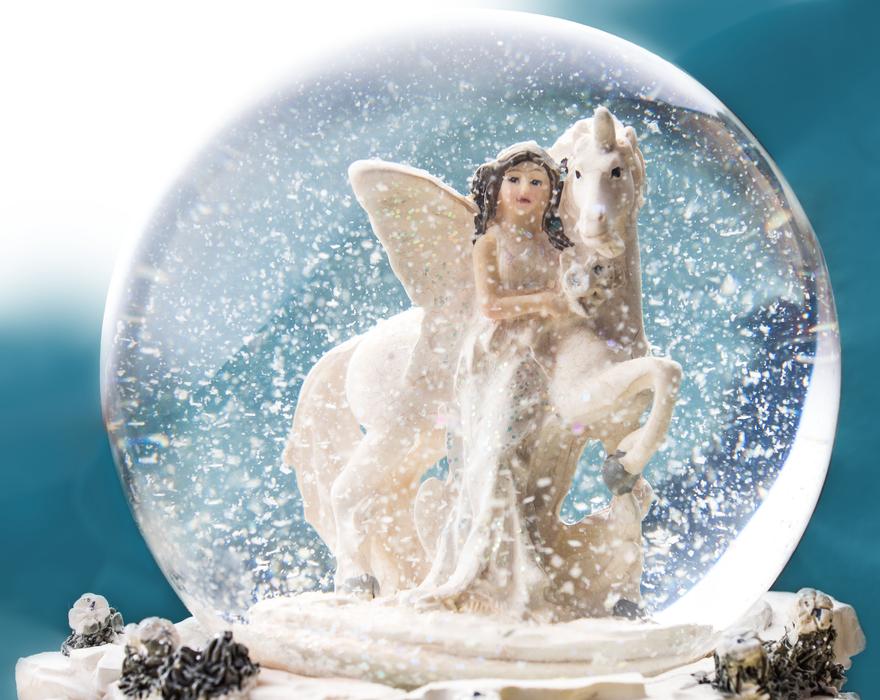 Elf Unicorn figure in Snow Ball