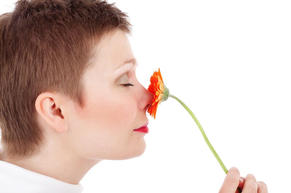 sensual girl with bright flower