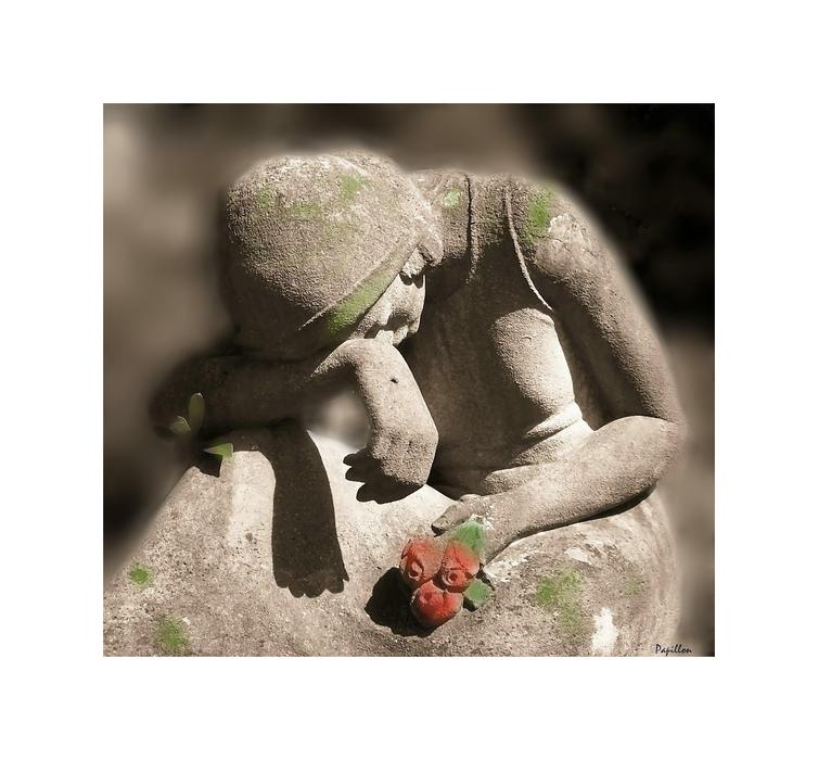 grieving woman as sculptural stone