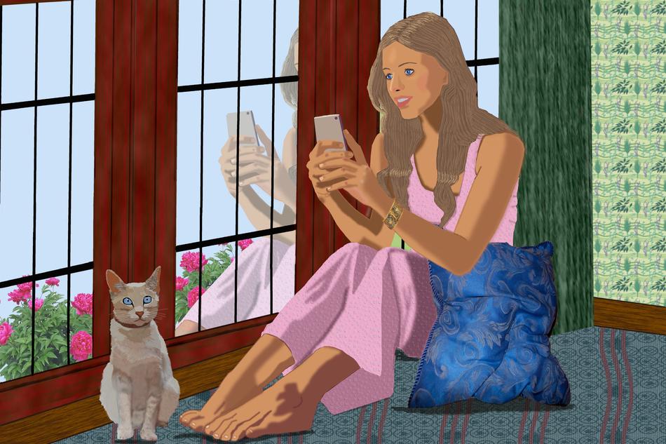 woman with phone near the window as an illustration