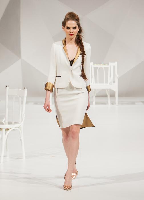 girl in white on Catwalk