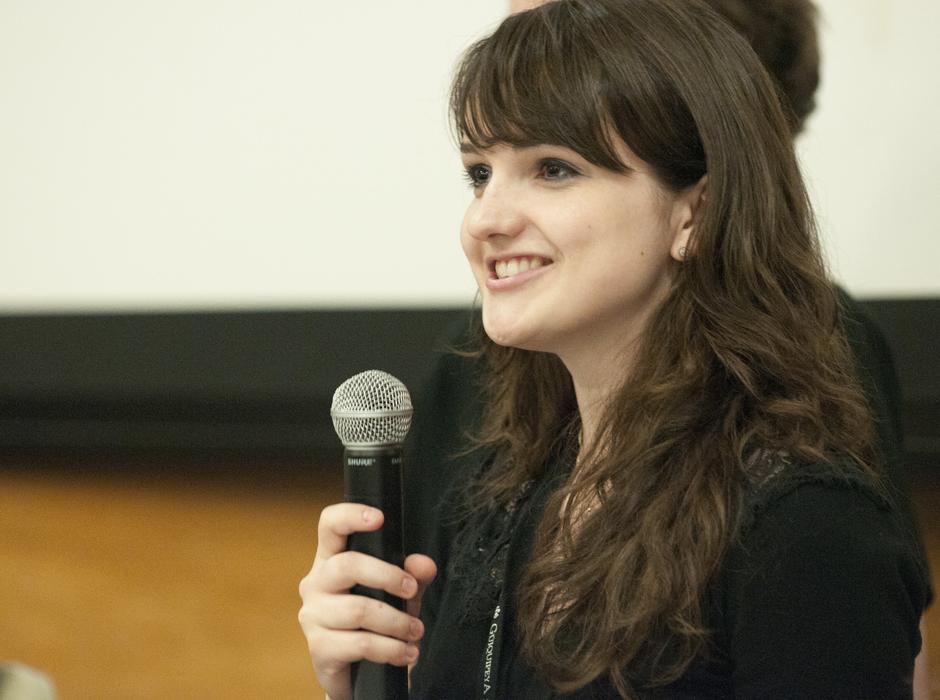 Anna Chlopecki Lecturer with microphone