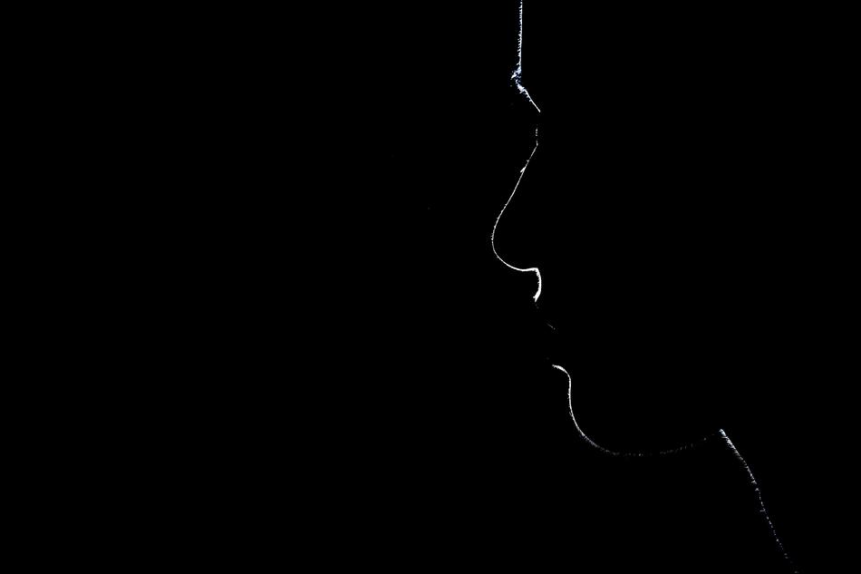 Black And White Portrait of Model face outline