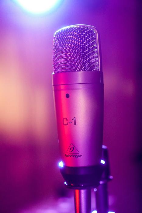microphone on stage on blurred background