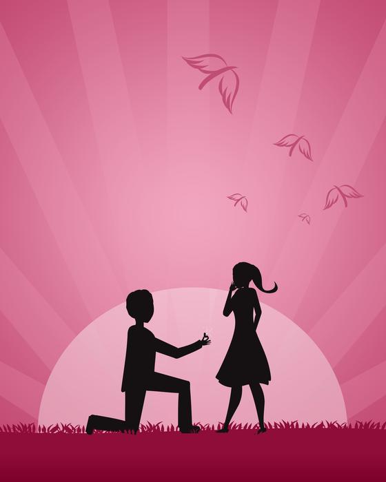 romantic ring proposal at sunset
