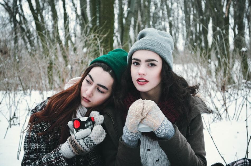 Portrait of Girls Model at winter