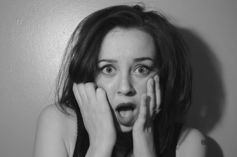 portrait of a woman in shock
