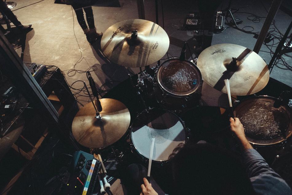 musical drum kit on stage