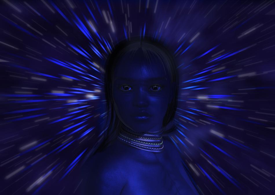 woman head star universe space