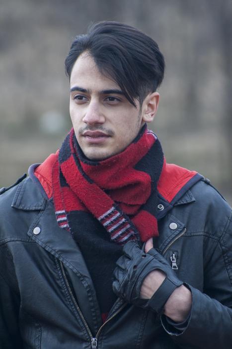 guy in leather jacket and gloves