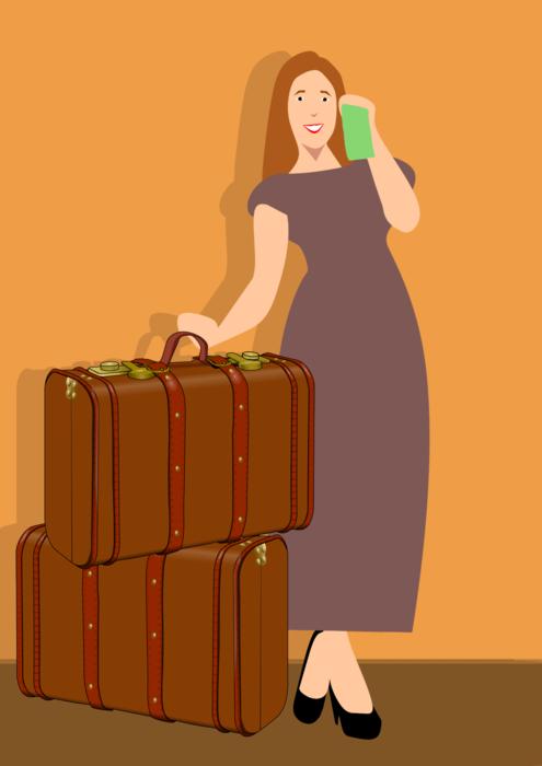 traveling luggage ticket smiling