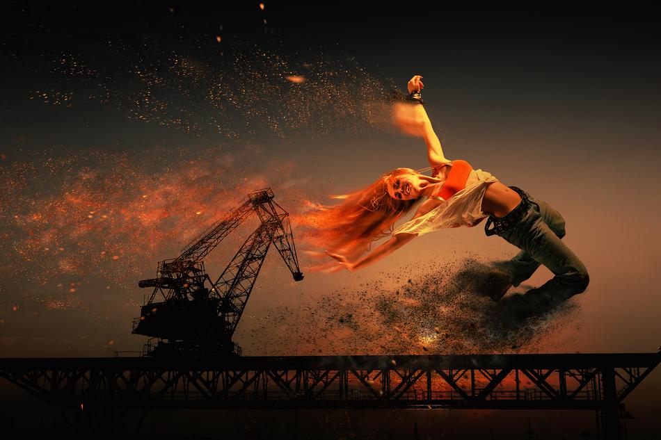 Girl Fly Sunset