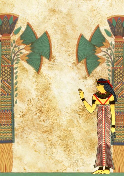 vintage image, Egyptian woman on the background of palm trees