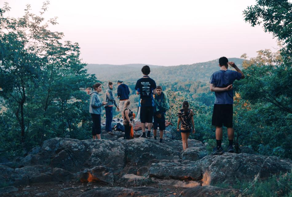 People, on the mountain, among the beautiful nature