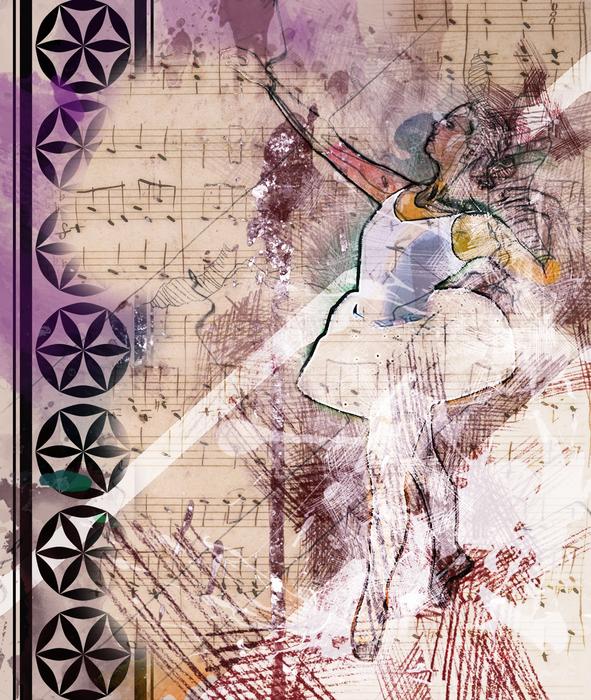 collage with ballet dancer