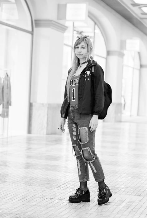 woman in shopping center