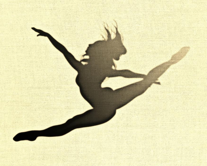 woman in ballet jump, silhouette