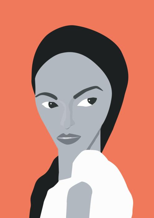 clipart of a Caucasian girl on a pink background