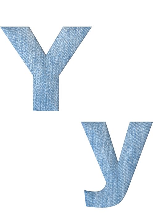 denim letter y on white background