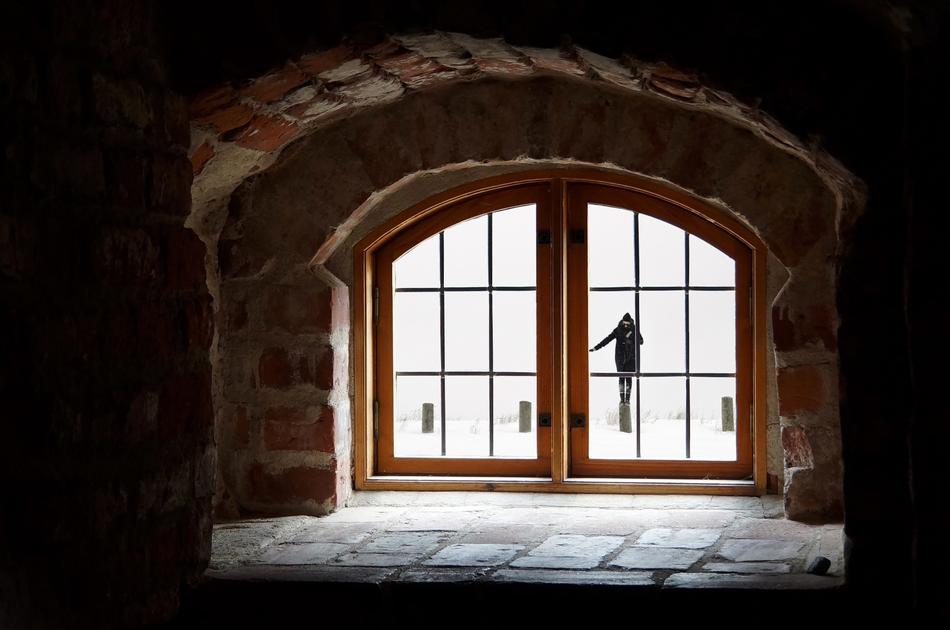 Woman Attic Snow