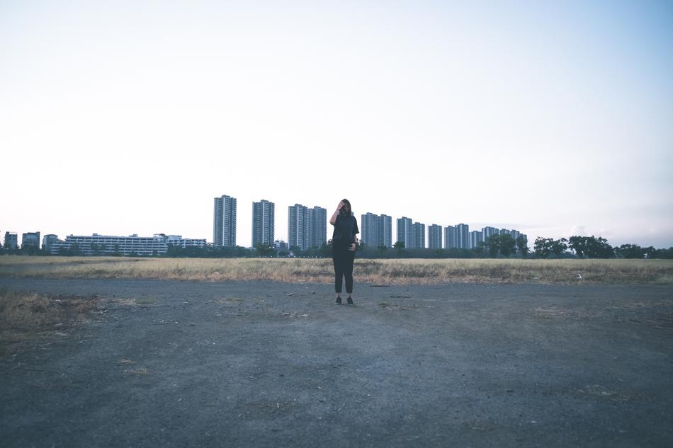 Buildings Woman Alone